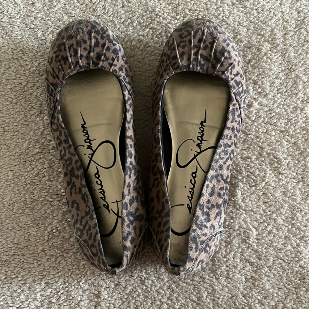 Kids Jessica Simpson Cheetah Ballet Flats Size 3